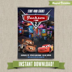 Disney Cars 2 Printable Birthday Invitation - Edit and print at home with Adobe Reader!