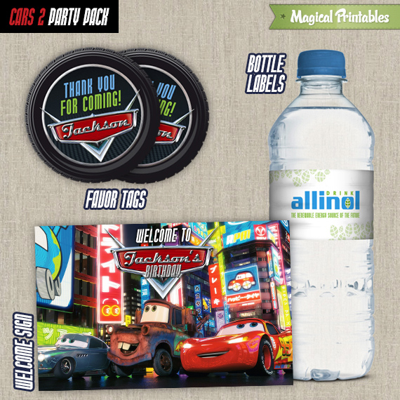 FREE Printable Disney Cars lightning McQueen Water Bottle Labels