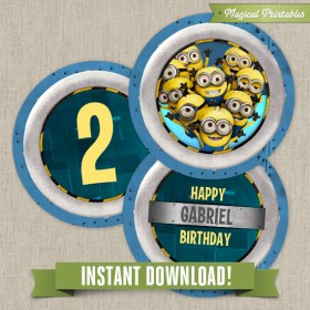 Despicable Me Editable Birthday Labels - Instant Download!