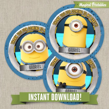 Despicable Me Editable Favor Tags - Instant Download!