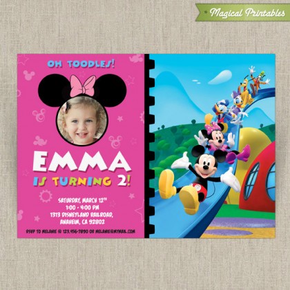 Disney Minnie Mouse Customizable Printable Party Invitation - With photo