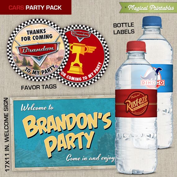 FREE Printable Disney Cars lightning McQueen Water Bottle Labels