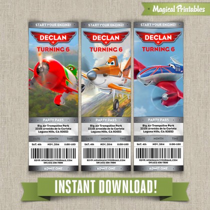 Disney Planes Birthday Ticket Invitations - Instant Download! Edit and print with Adobe Reader