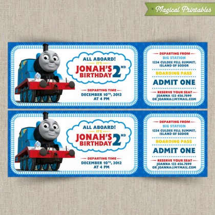 Thomas The Train Customizable Printable Party Invitation