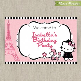 Hello Kitty with French Poodle Paris Welcome Sign