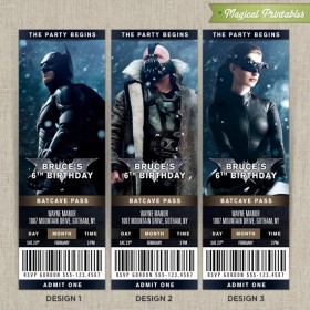 Personalized Batman The Dark Knight Birthday Ticket Invitation Cards