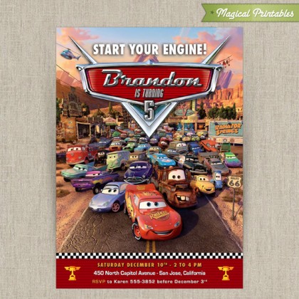 Disney Cars Printable Birthday Invitation