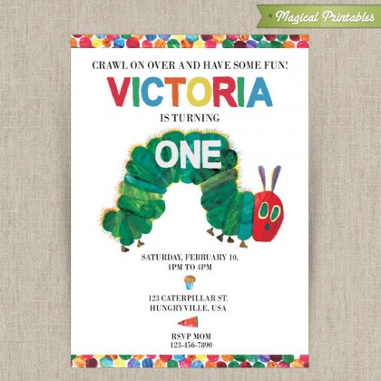 Very Hungry Caterpillar Printable Birthday Invitation