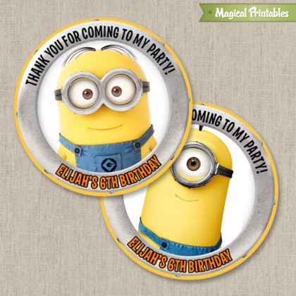 Despicable Me Printable Birthday Favor Tag Labels