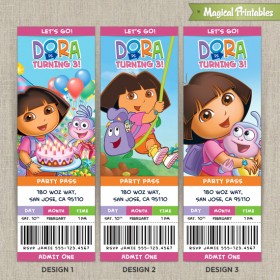 Personalized Dora the Explorer Birthday Ticket Invitation Card