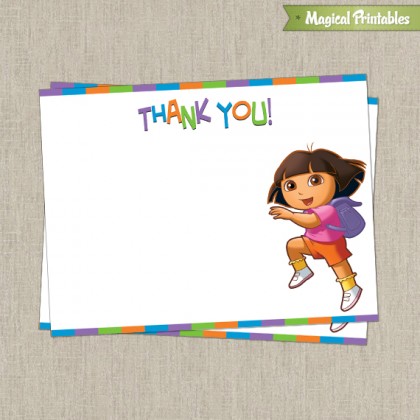 Dora the Explorer Printable Birthday Thank You Cards