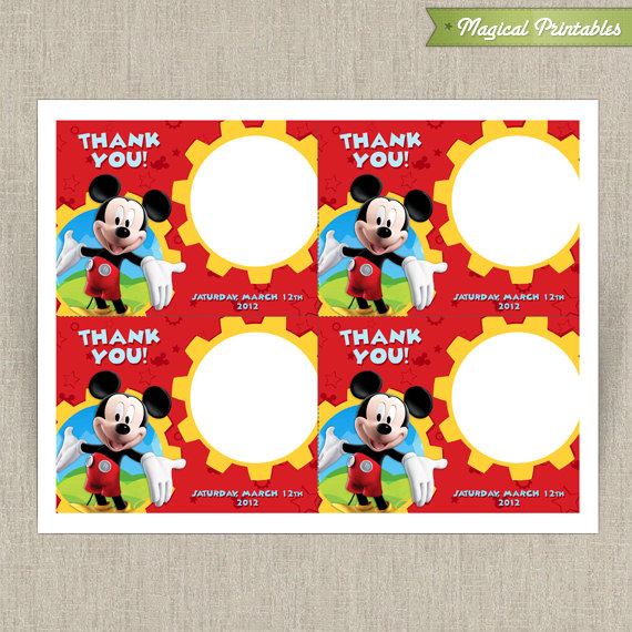 Disney Mickey Mouse Clubhouse Printable Birthday Thank You Cards 