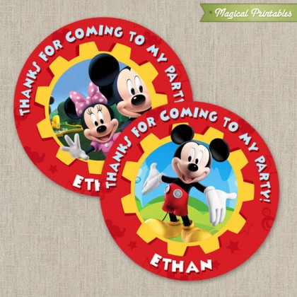 Disney Mickey Mouse Clubhouse Printable Birthday Favor Tag Labels