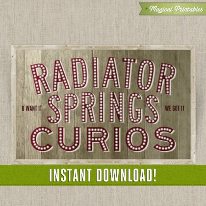 Disney Cars Radiator Spring Curios Printable Sign