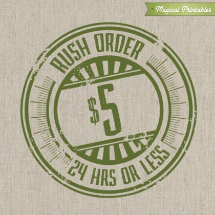 RUSH Order Fee Printable PDF Invitation, Ticket, Sign or Labels - Less than 24 hours