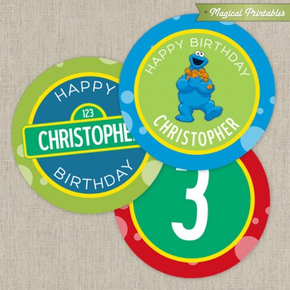 Sesame Street Printable Birthday 2 in. Labels