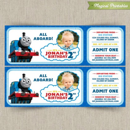 Thomas The Train Customizable Printable Party Invitation with PHOTO