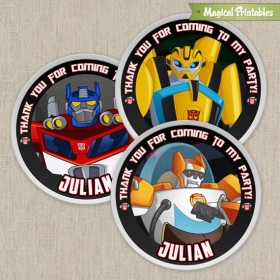 Transformers Rescue Bots Printable Birthday Favor Tag Labels