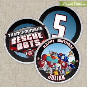 Transformers Rescue Bots Printable Birthday 2 in. Labels