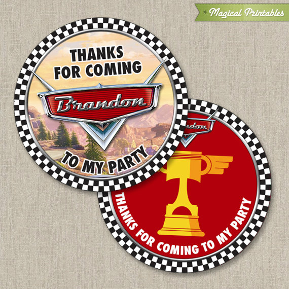 disney cars thank you tags