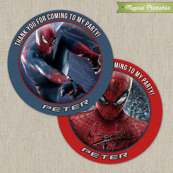 Amazing Spiderman Printable Birthday Favor Tag Labels