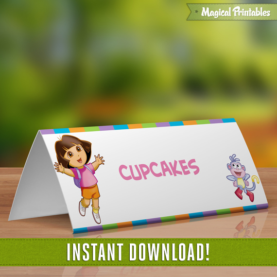 Dora the Explorer Editable Birthday Tent Cards - Instant Download!