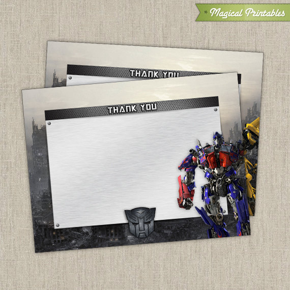 Personalised Transformers Optimus Prime Birthday Stickers Party Thank You-N405 